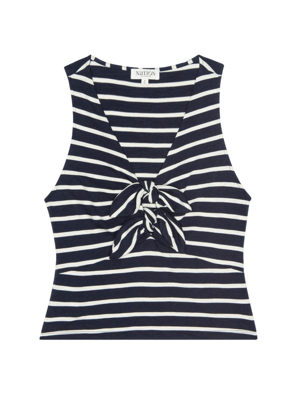 Nation LTD Terri Tie Tank in Navy Playa Stripe Cotton Size XS Top Blouse